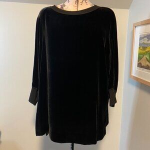Black velvet tunic Lafayette 148 NY holiday 3/4 sleeve sz L